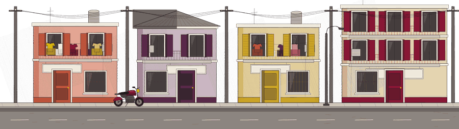The street of Kases: mystiK Studio, mystiK Music, mystiK Campus and mystiQ, the parent house, side by side.